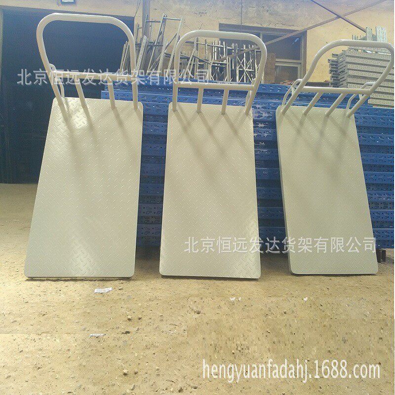 加厚钢板手推平板车库房搬运手拉运输护栏五金车带拖货车单层四轮