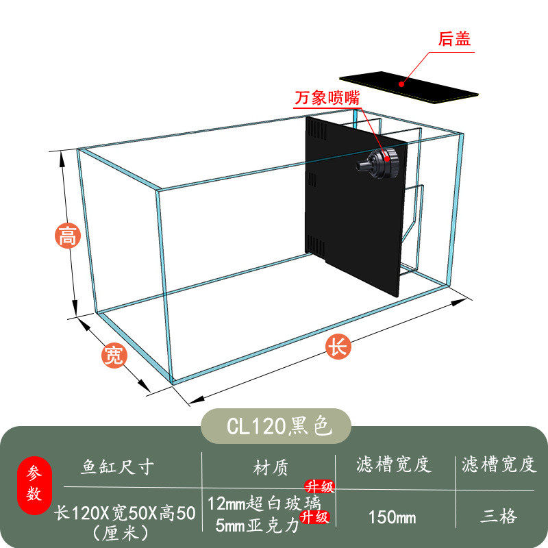 侧滤鱼缸超白侧滤免换水溪流缸中大鞋柜屏风客厅家用型生态水草