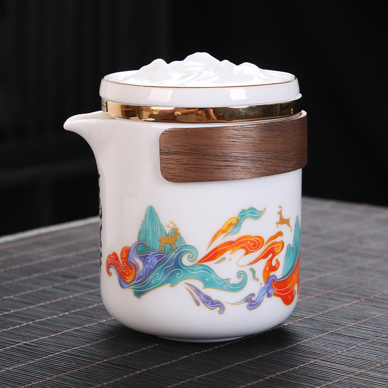 热销羊脂玉瓷白瓷旅行茶具便携式户外专用随身包套装快客杯功夫泡