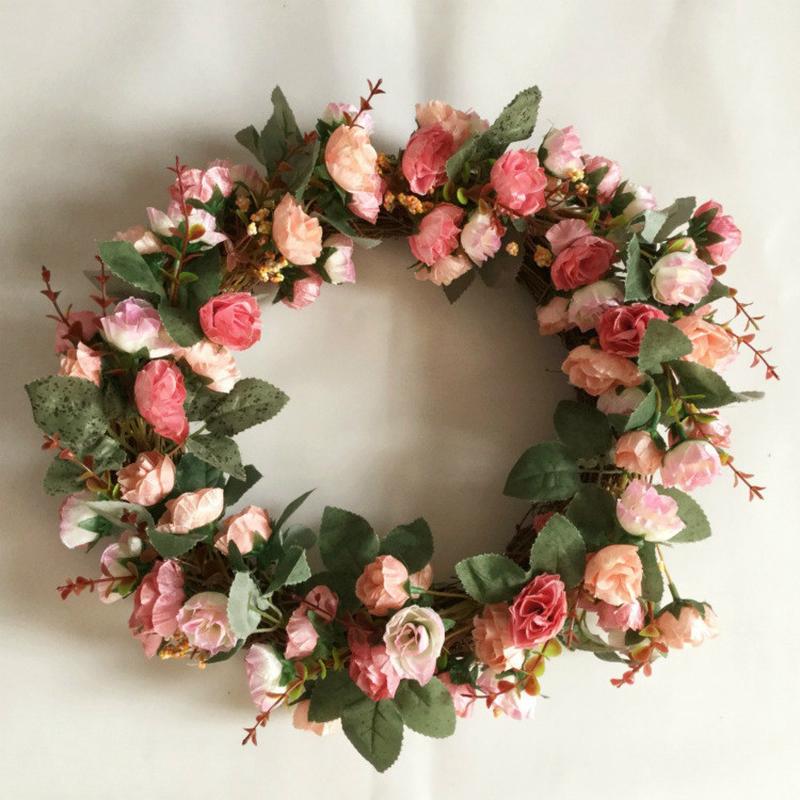 仿真圣诞花环塑料花环绢花布装饰婚礼花拍摄道具电商采购用