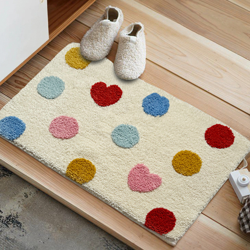 现代简约浴室门口进门地垫植绒地毯卧室阳台簇绒吸水卫生间防滑垫