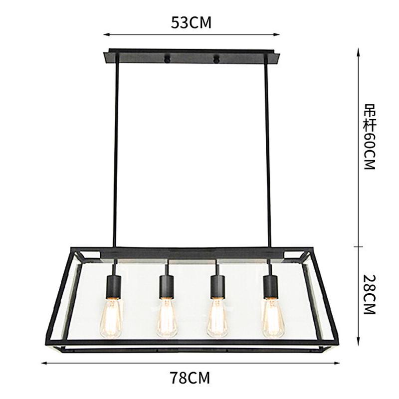 美式乡村吧台复古吊灯loft铁艺黑色玻璃箱创意个性工业风餐厅灯具
