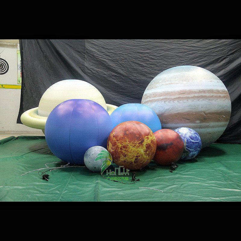 场地充气星球宇宙主题九大行星商场pvc美陈装饰led发光充气球气模