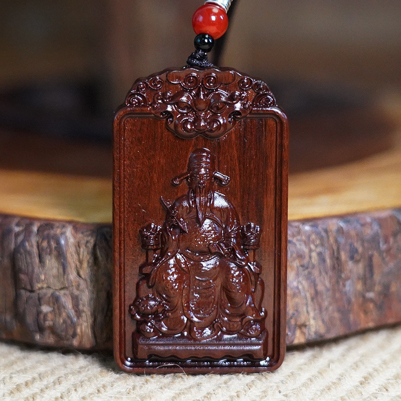 天然雷击吊牌枣木吊坠星点斗文昌帝君挂件道家用品木雕饰品把件魁