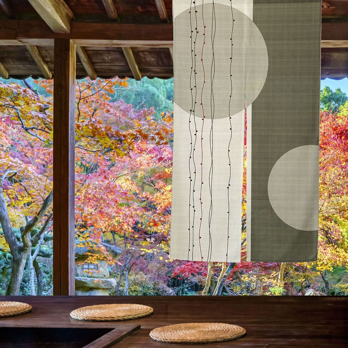 批发布艺门帘厨帘双隔断圆玄关加长150cm伸缩杆简单操作