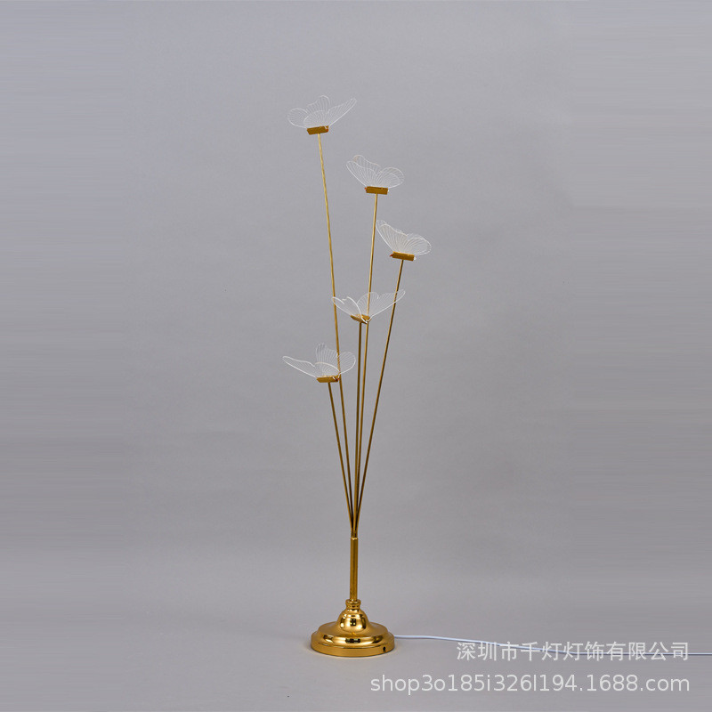 新款亚克力蝴蝶婚庆婚礼灯光布置迎宾区装饰路引道具地插拉丝蝴蝶