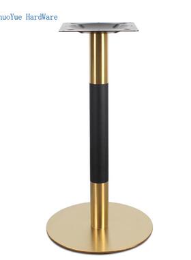 酒店镀黄钛金脚圆餐桌脚架大理石岩板台架黄色不锈钢台拉丝