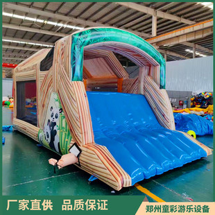 热销出口外蹦床小型充气城堡单滑梯儿童乐园游乐场赶会用