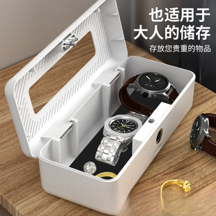 szyg指纹文具盒儿童铅笔盒带锁收纳盒密码学生多功能桌面收纳盒