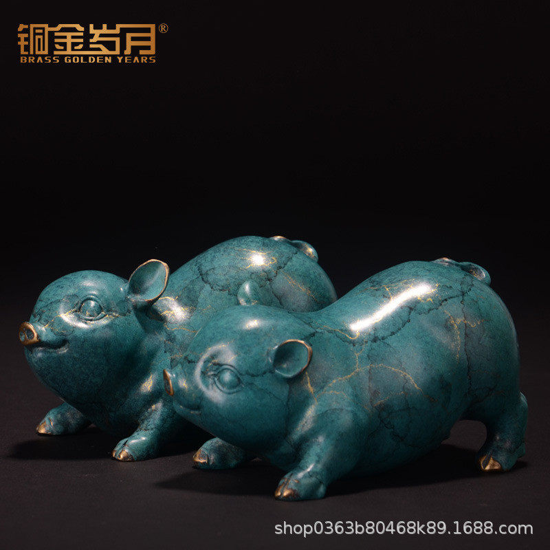 铜宝宝岁月铜猪摆件生肖可爱猪金新年猪创意茶宠工艺礼品