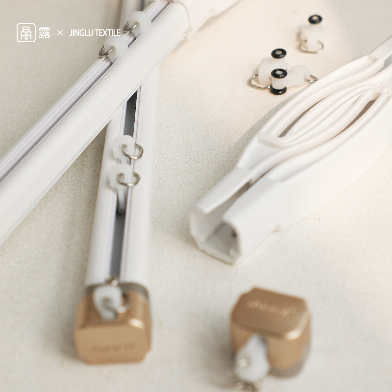 绍兴防漏柯桥光静音铝合金交叉轨道窗帘杆单双轨加厚顶装侧装新款