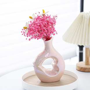 热销创意简约艺术感亲亲鱼结婚花瓶一对客厅插花餐桌水培花器装饰