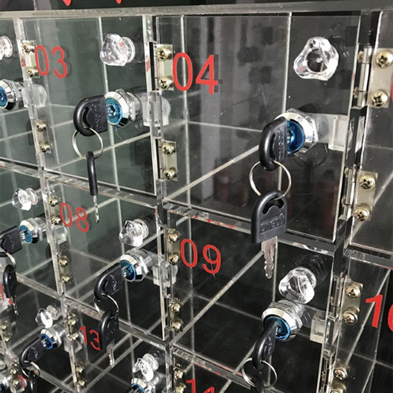 热销手机保管箱带锁手机盒透明手机收纳盒子亚克力员工手机存放盒
