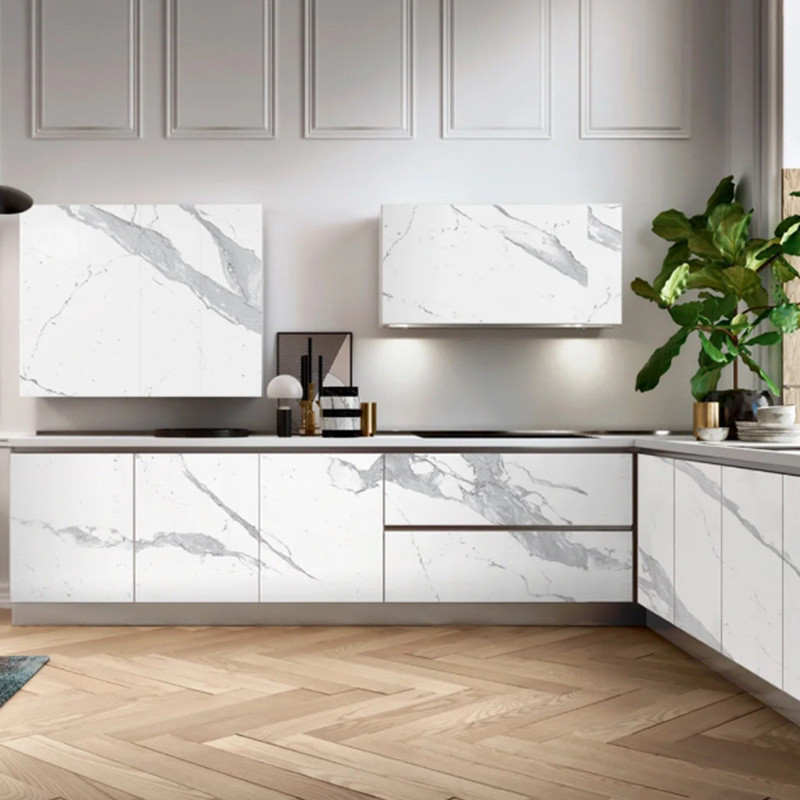 雪花白简约白色大理石板轻奢楼梯踏步现代窗台桌面台面石材