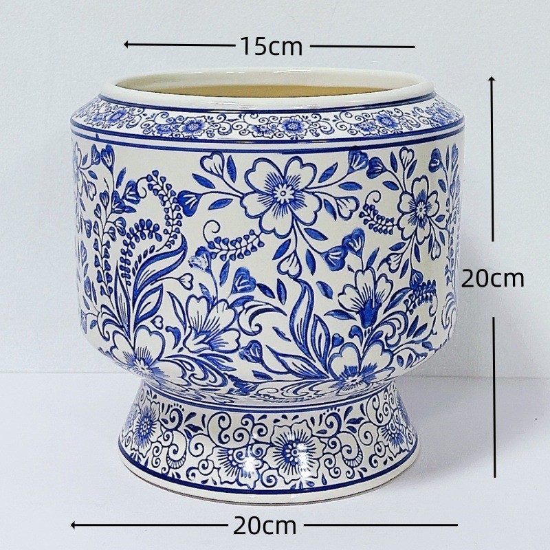 蝴蝶兰餐桌客厅仿真花插花摆件花艺装饰青花瓷陶瓷花盆新中式国风