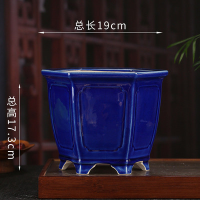 奎水高六方精致釉面兰花盆宜兴张治诚可批发矮牵牛适宜阳台ylh02