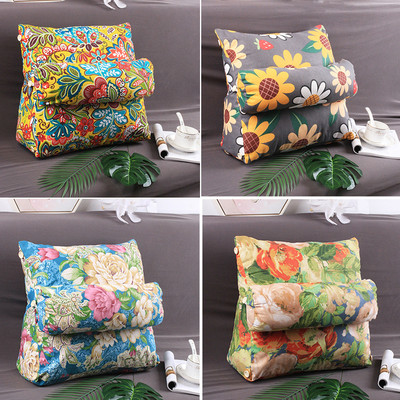 莫莎床头靠垫沙发腰靠多功能护腰枕头三角靠垫汽车腰靠帆布四季款