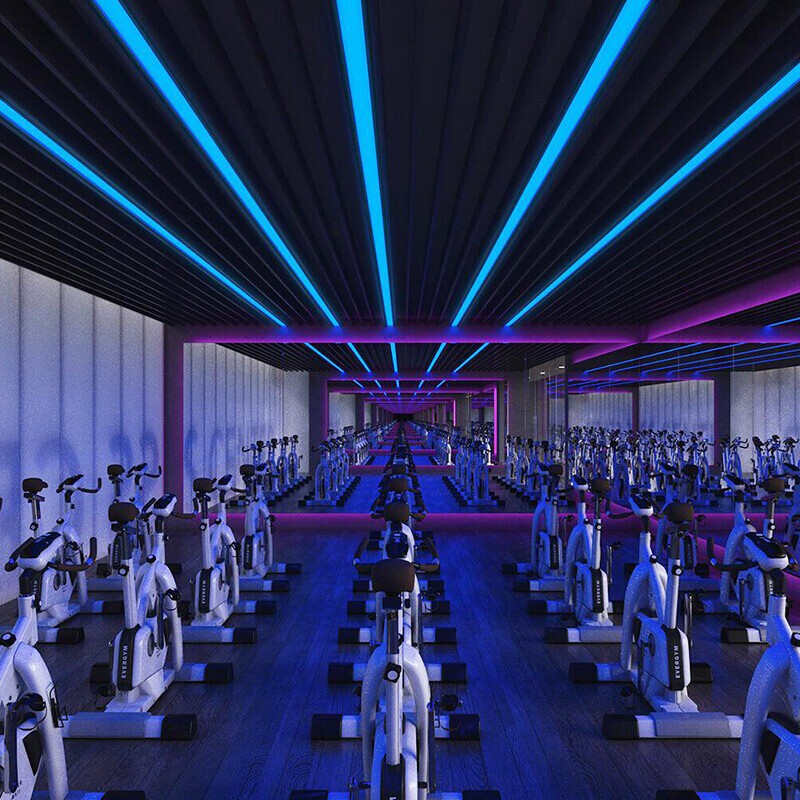 led铝材30米超长无缝拼接长条灯商场健身房拼接造型办公室吊灯