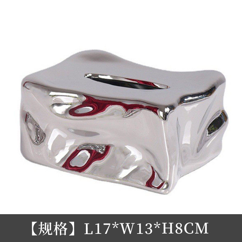 电镀树脂现代简约北欧摆件冰块装饰镜几何桌面抽纸巾盒组合装饰品