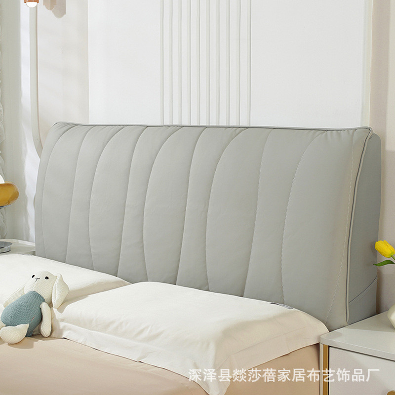 床头套罩2023新款猫抓布加夹棉全包厚皮木床靠背软包高级感奶油风