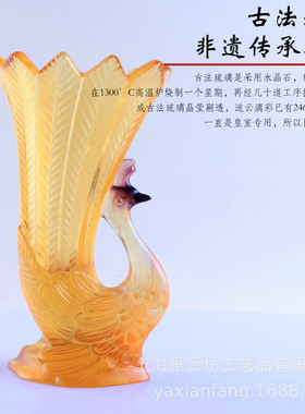 工艺品琉璃孔雀花瓶摆件 琉璃古法家居用品装饰摆件