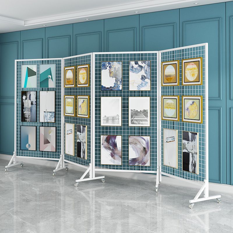 铁艺折叠幼儿园画展作品学校展示架书画照片户外移动展览网格美术