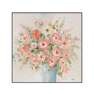 北欧玫瑰餐厅画挂画方形肌理油画成品画大芬村装饰画客厅家居艺术