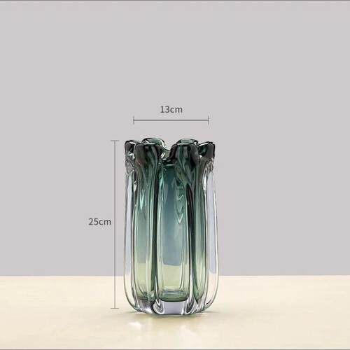 现代轻奢花瓣琥珀色花瓶摆件北欧高档简约客厅餐桌软装花器装饰