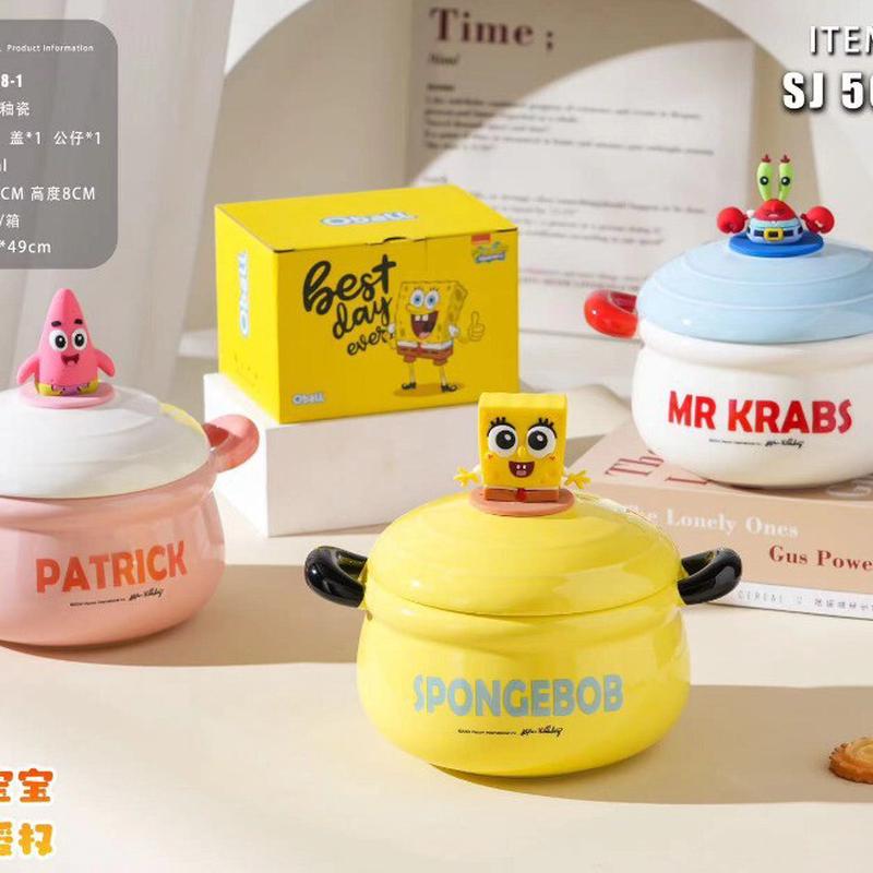 卡通面碗汤碗ins清新萌趣系列泡面碗海绵宝宝宿舍碗双耳碗