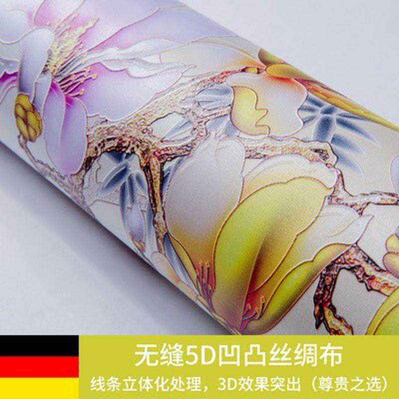 现代中式卧室客厅荷花墙布壁布电视背景壁纸水墨墙纸荷塘月色壁画