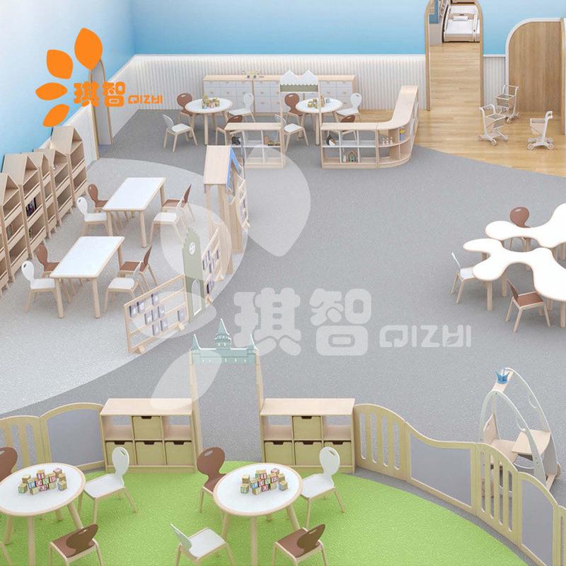 儿童木质桌椅组合 幼儿园托育桌椅 早教中心实木儿童家具组合
