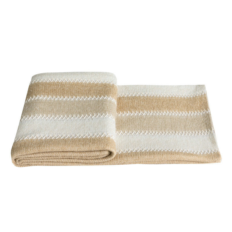 简约儿童样板房床盖酒店腰枕床旗床尾巾卡其色条纹抱枕套小猫民宿