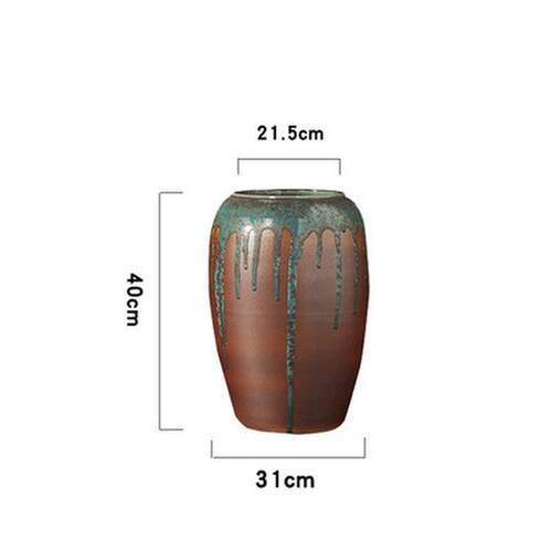 陶瓷大花瓶落地插花复古酒店别墅客厅干花花器摆件怀旧陶罐装饰品