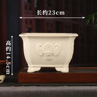 五福四方文竹海棠居家阳台摆件轻奢仿古釉宜兴设计水花盆批发yz84