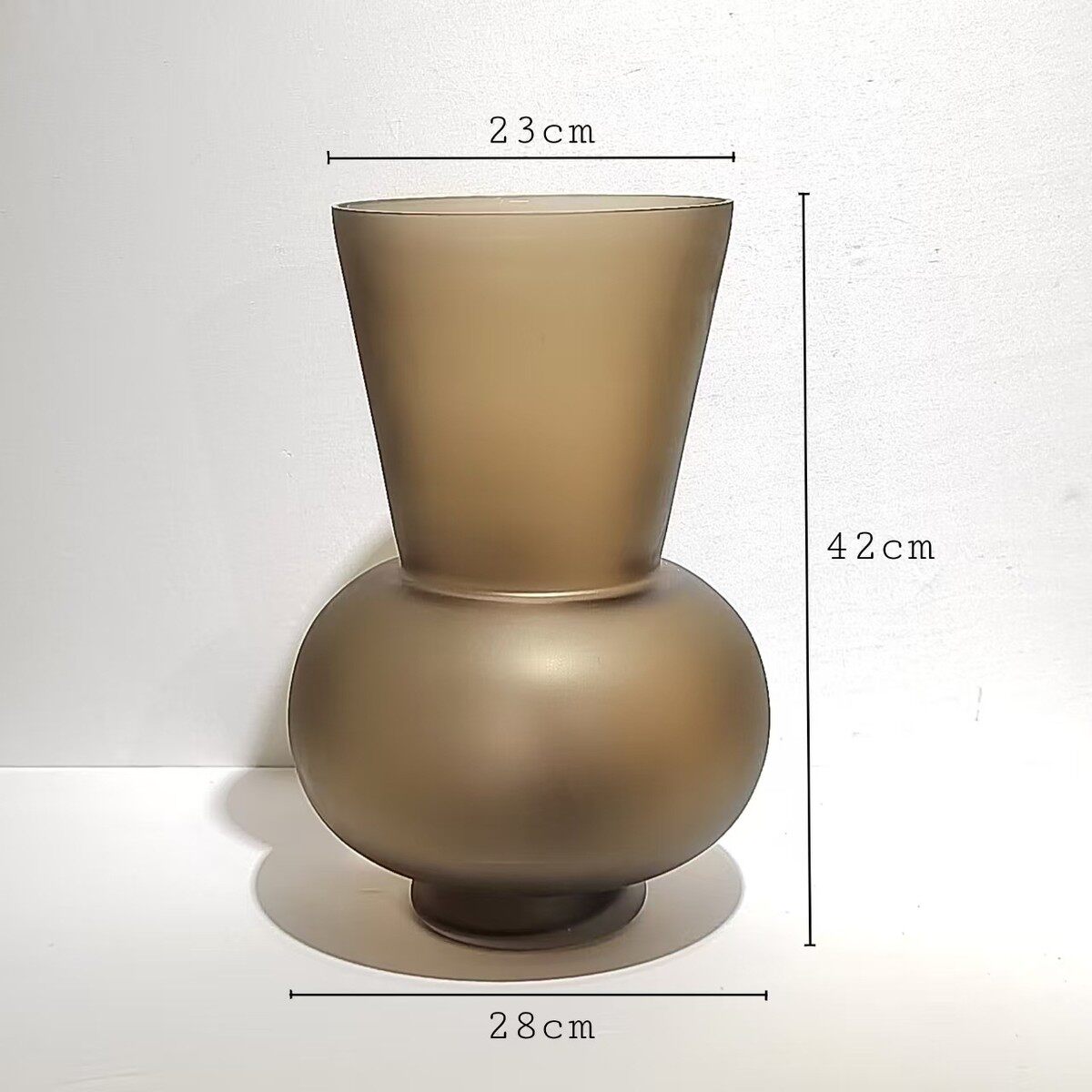现代轻奢棕色磨砂玄关处玻璃花瓶摆件软装桌面样板房插花家居饰品