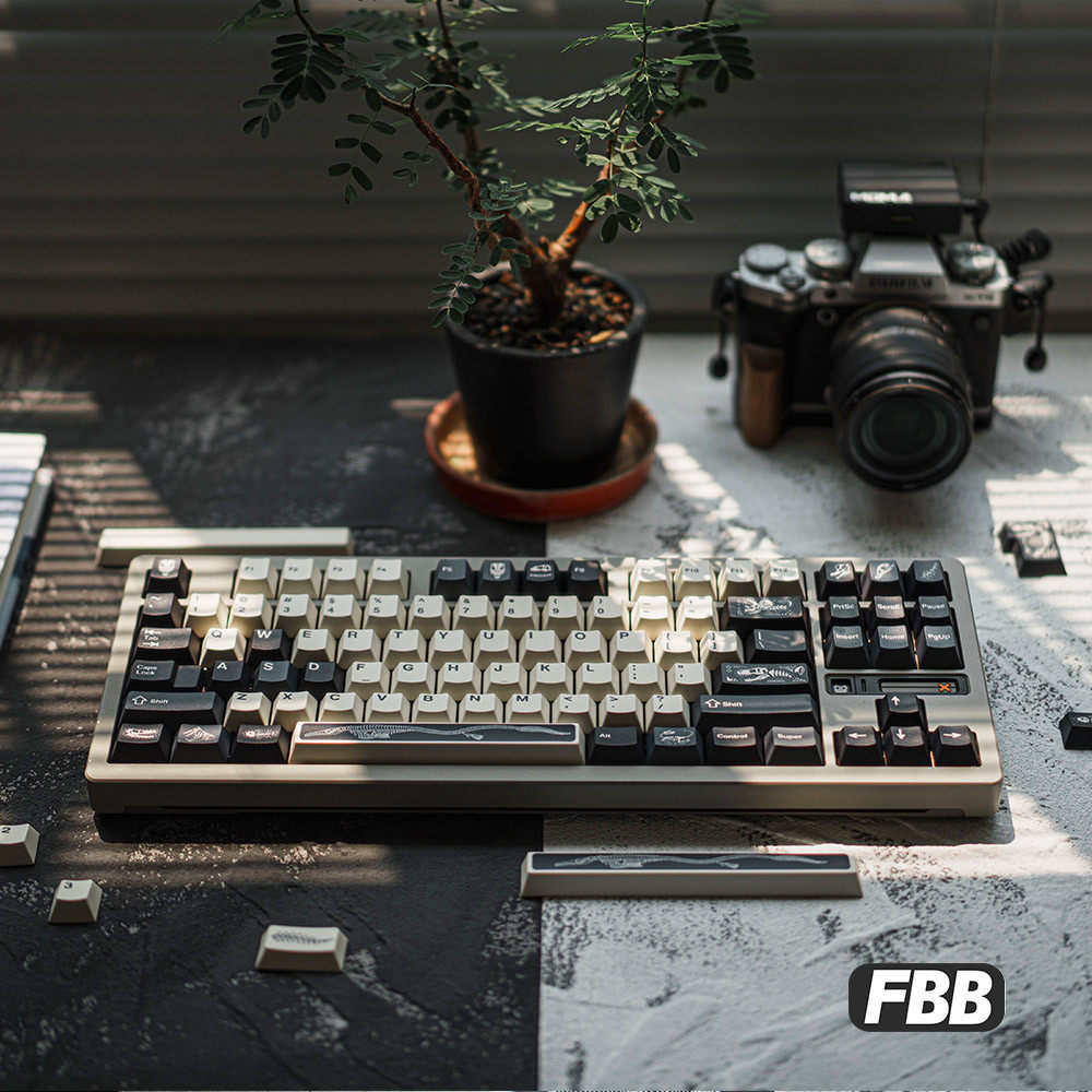 FBB原创键帽化石琥珀fossil热升华PBT黑灰客制化机械键盘夜魔磁轴