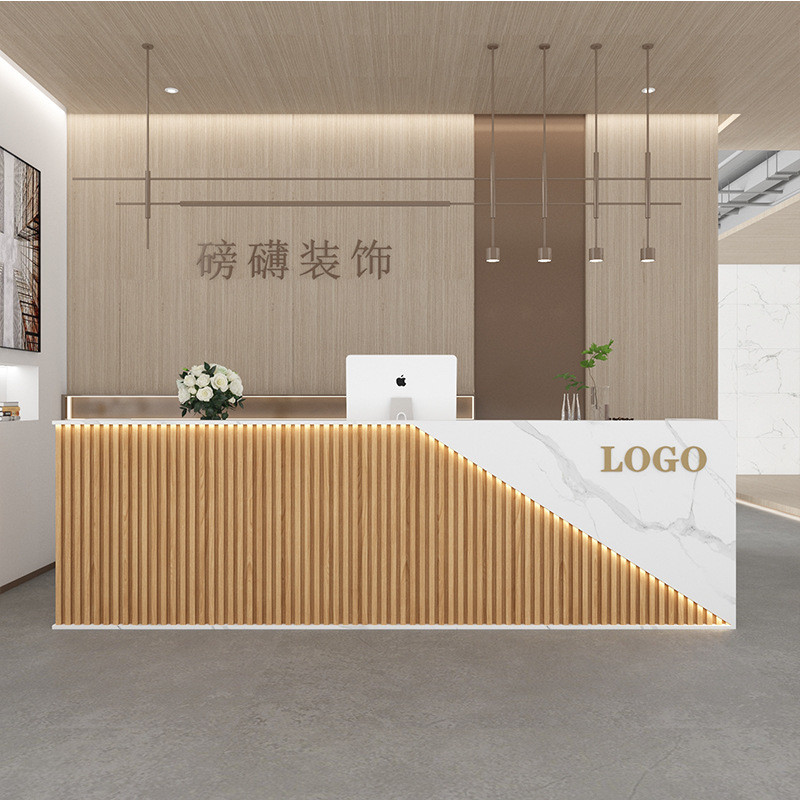 定制连锁店美容院烤漆前台接待台瑜伽宾馆商用吧台桌收银台实木