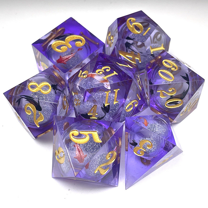 多面体液体流沙树脂骰子RPG自定义标志龙与地下城棋盘游戏骰子