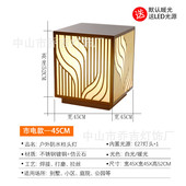 新中式 饰草坪灯矮地灯 不锈钢镀铜拉丝柱头灯户外防水售楼部别墅装