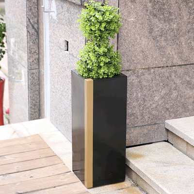 玻璃钢花盆花坛酒店简约商场户外落大花瓶组合长方形立式落地花瓶