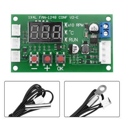 PWM风扇温控调速器信号10V支持EC EBM风机可关停数显四线12-48V