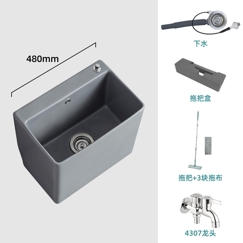 444z批发灰色拖布池免手洗平板拖把池侧排水黑色陶瓷洗懒人带甩干
