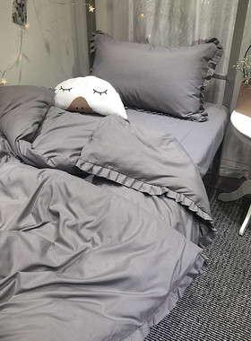 9qxcins风复古姜黄色水洗棉四件套单双人床单床笠款床品1.2宿舍三