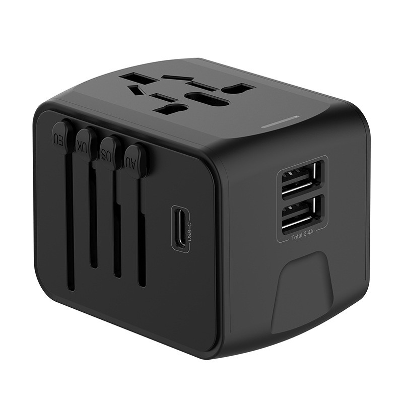 旅行充电器2USB+1Typec接口多功能转换充电座美规欧规英规澳规