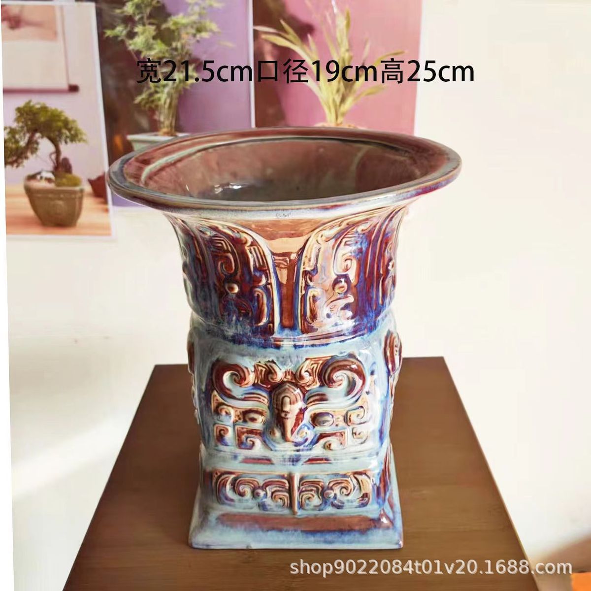 高档大口径陶瓷春兰建兰蝴蝶兰花专用兰花盆盆白泥青瓷釉高四方盆