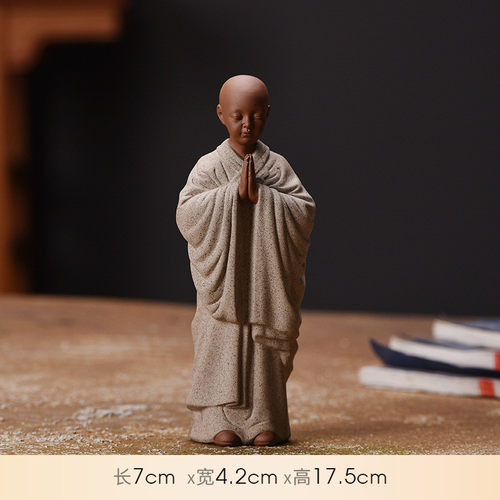 新中式茶道紫砂小和尚茶宠摆件创意禅意茶室桌面装饰品博古架摆设