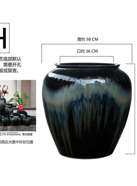 景德镇新中式陶瓷摆件落地大花瓶现在插花客厅玄关简约干花装饰品