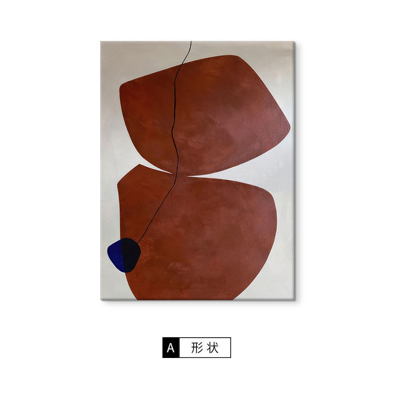 时光样板间风装饰画客厅纯手绘抽象油画赤贫竖版色块背景墙挂画图片
