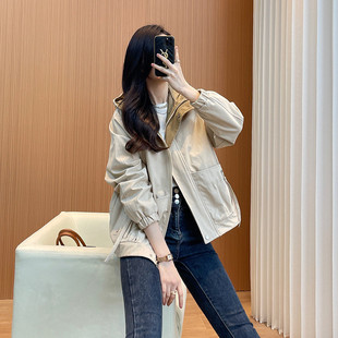 短款风衣外套女小个子2024年秋季新款百搭宽松连帽夹克上衣潮2321