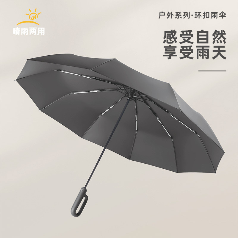 艾逸瑶选赛博系列环扣手柄全自动商务超大晴雨伞YS-1848
